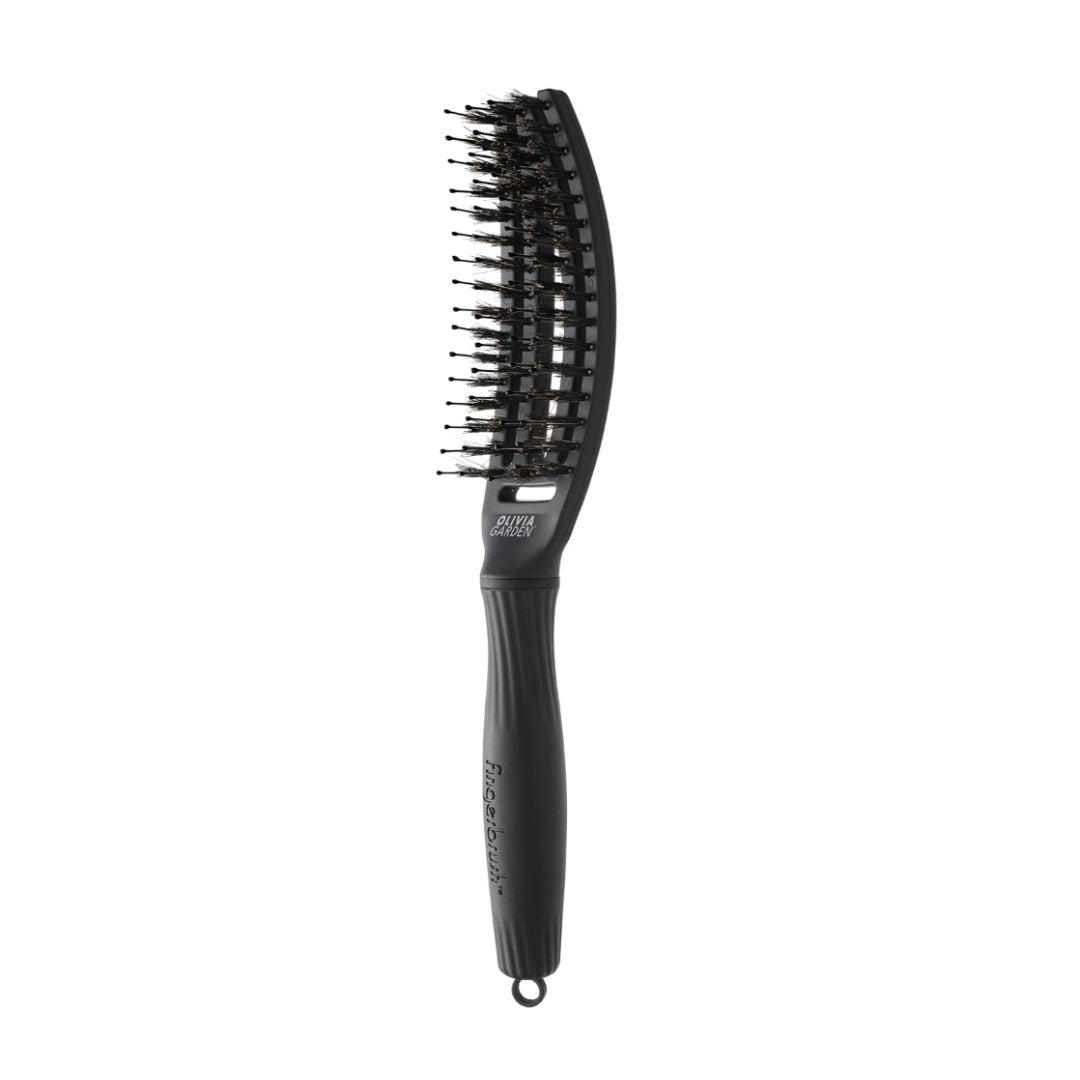 OLIVIA GARDEN Krtača za lase Fingerbrush - Črna, ozka - Šamponi.si