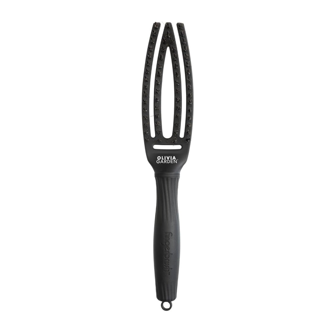 OLIVIA GARDEN Krtača za lase Fingerbrush - Črna, ozka - Šamponi.si