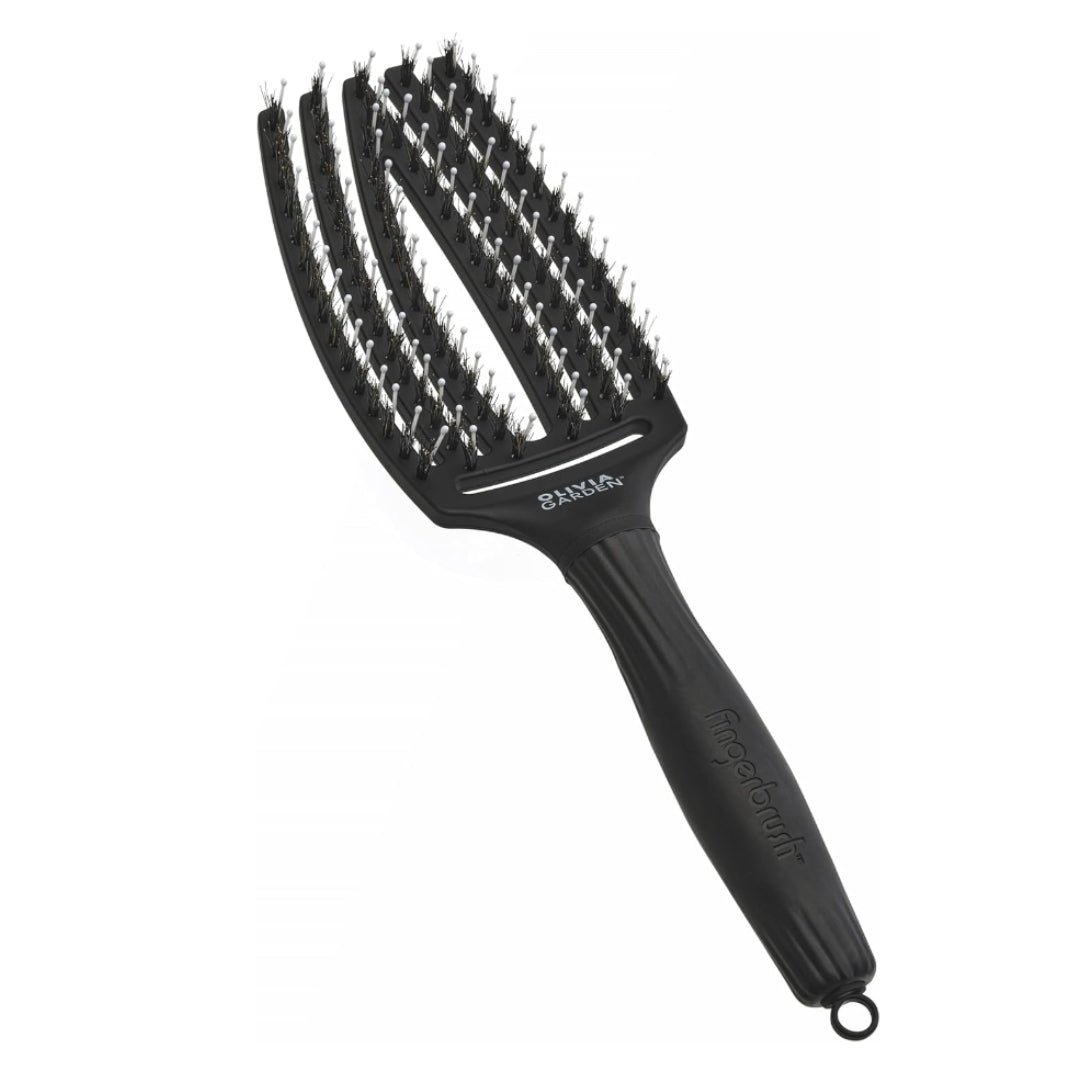 OLIVIA GARDEN krtača za lase Fingerbrush - Črna, srednja - Šamponi.si